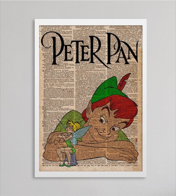 Items similar to Peter pan print movie art Home wall decor on Etsy