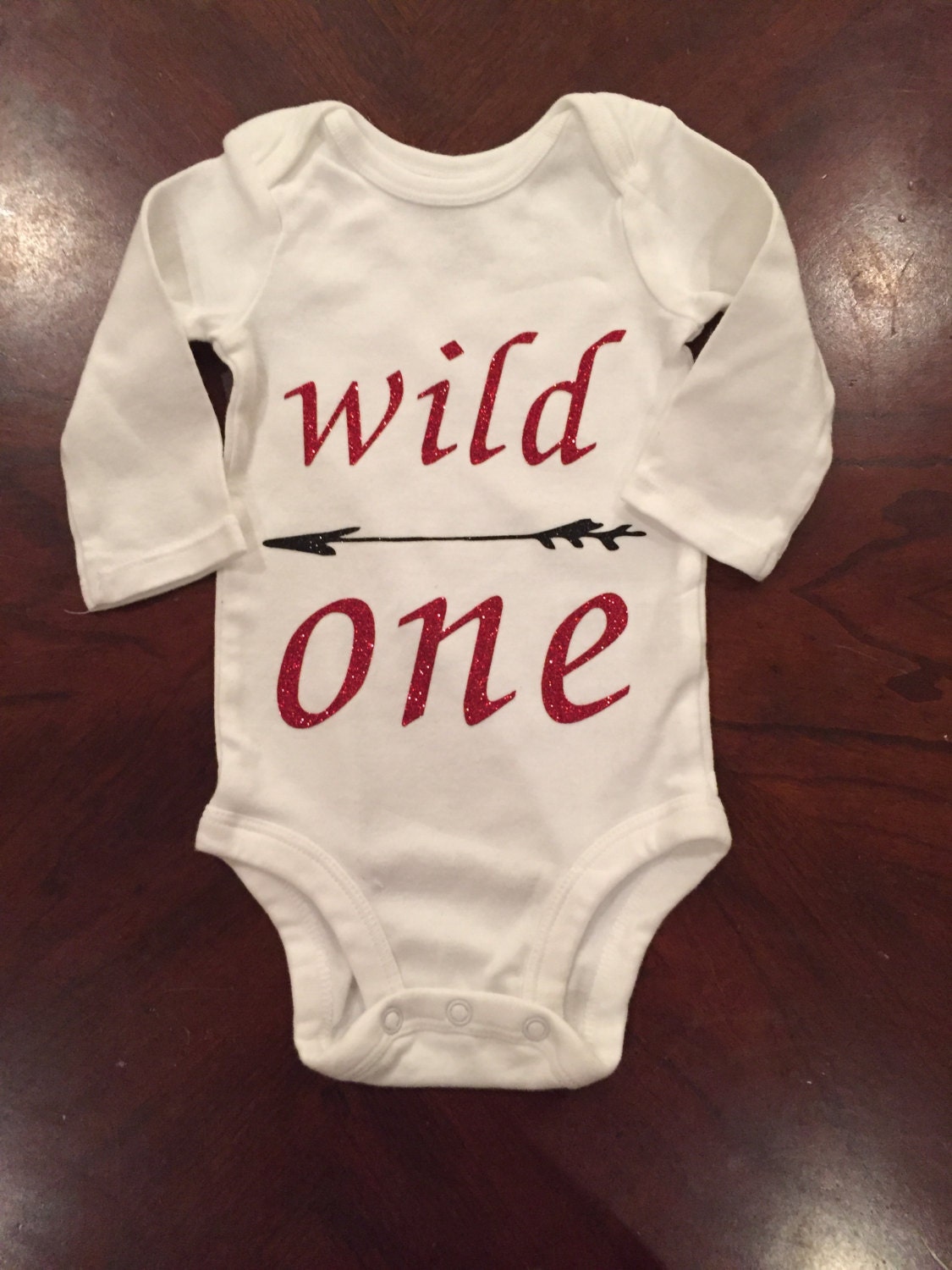 Wild one baby onesie red/ black sparkle by CinnysLaceCreations