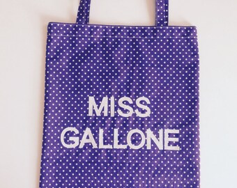 Teacher Tote Bag. Personalised, handmade, book bag. Teacher gift.
