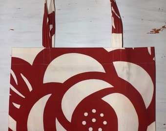 Large Market Bag - Red Flower Market Tote, Market tote bag, Large market tote, red market tote bag