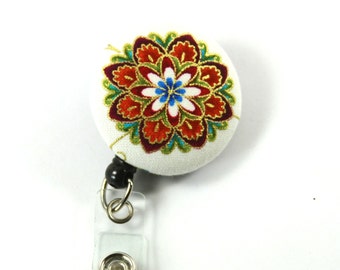 FLOWER Badge Reel, Button badge holder, Retractable badge, Flower badge holder, Gold flower badge Reel
