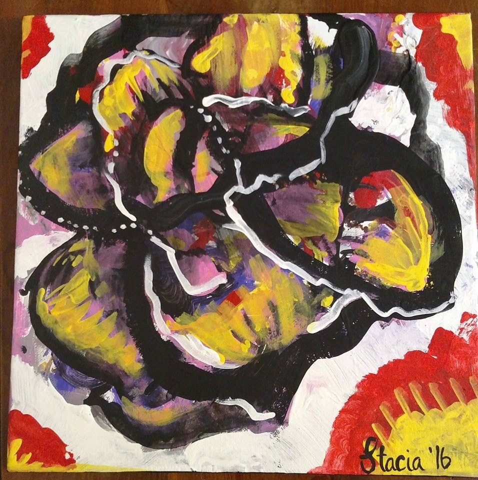 12x12 Original Acrylic Painting Yellow Roses by COLORwithSTACIA
