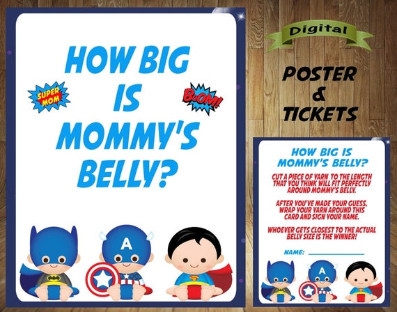 112 New baby shower game how big is the belly 544   Baby Shower Game, Superhero Baby, Superheroes Baby, How Big Is Mommy's 