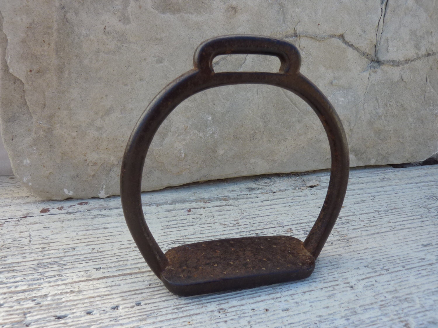 Antique Iron Stirrup Makers Stamp Iron Cavalry Stirrup