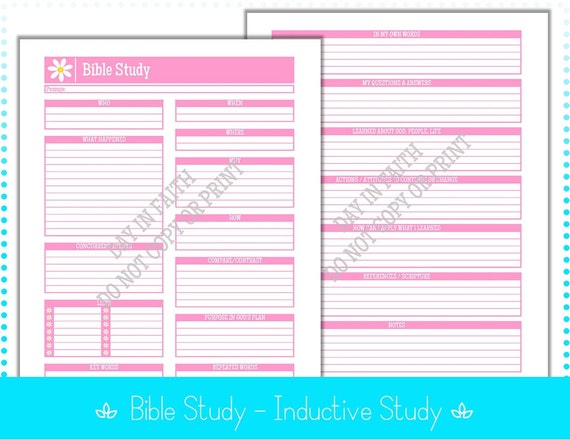 Bible Study Guide Inductive Study 8.5 x 11 by DayInFaith