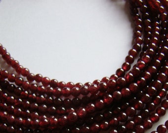 Garnet Gemstone Beads Grade AAA 4mm Rounds 16 Inch Beaded Strand