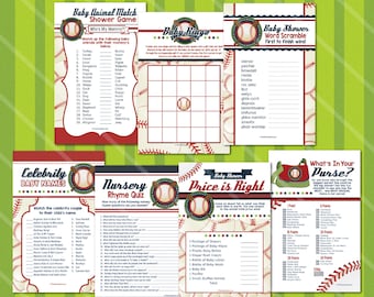 Baseball Baby Shower Games Baseball Theme, Bingo, Price is Right, Word Scramble Printable Boy Baby Shower Game Package Pack INSTANT DOWNLOAD
