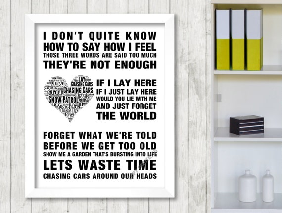 Download Snow Patrol Chasing Cars Music Love Song Lyrics Print Poster