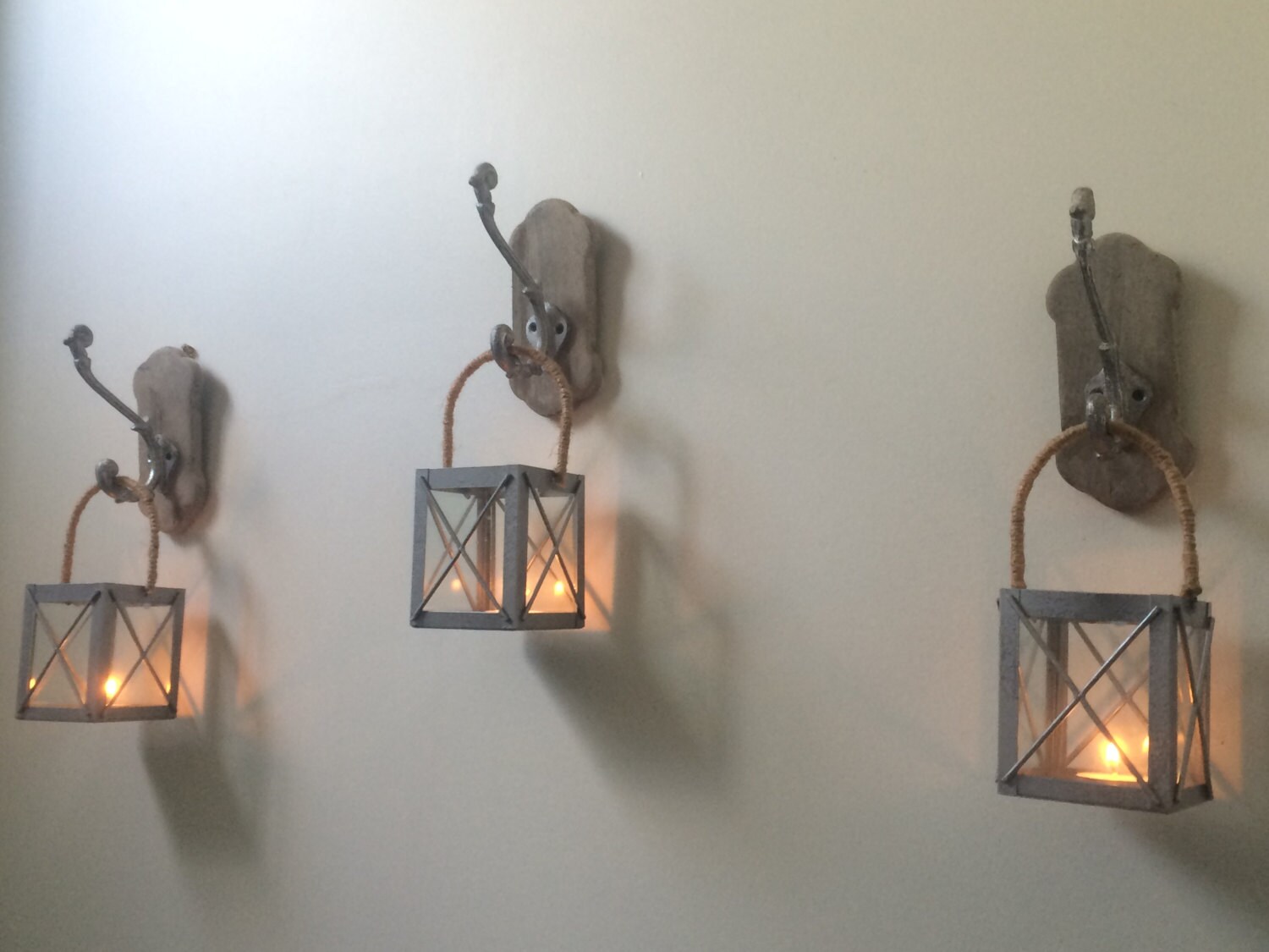 Rustic Lanterns with Antique Hooks Set of 3 Rustic Hanging