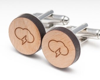 Lightning Wood Cufflinks Gift For Him, Wedding Gifts, Groomsman Gifts, and Personalized