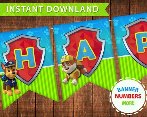 Paw patrol banner paw patrol bunting paw by GalaDesignPrintable