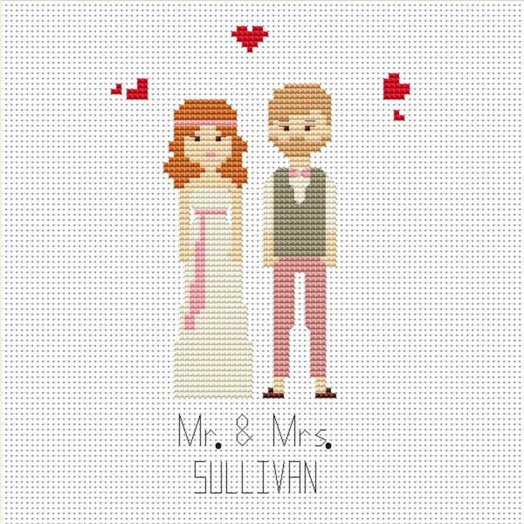 CUSTOM Wedding PDF cross stitch pattern Personalized by Xrestyk