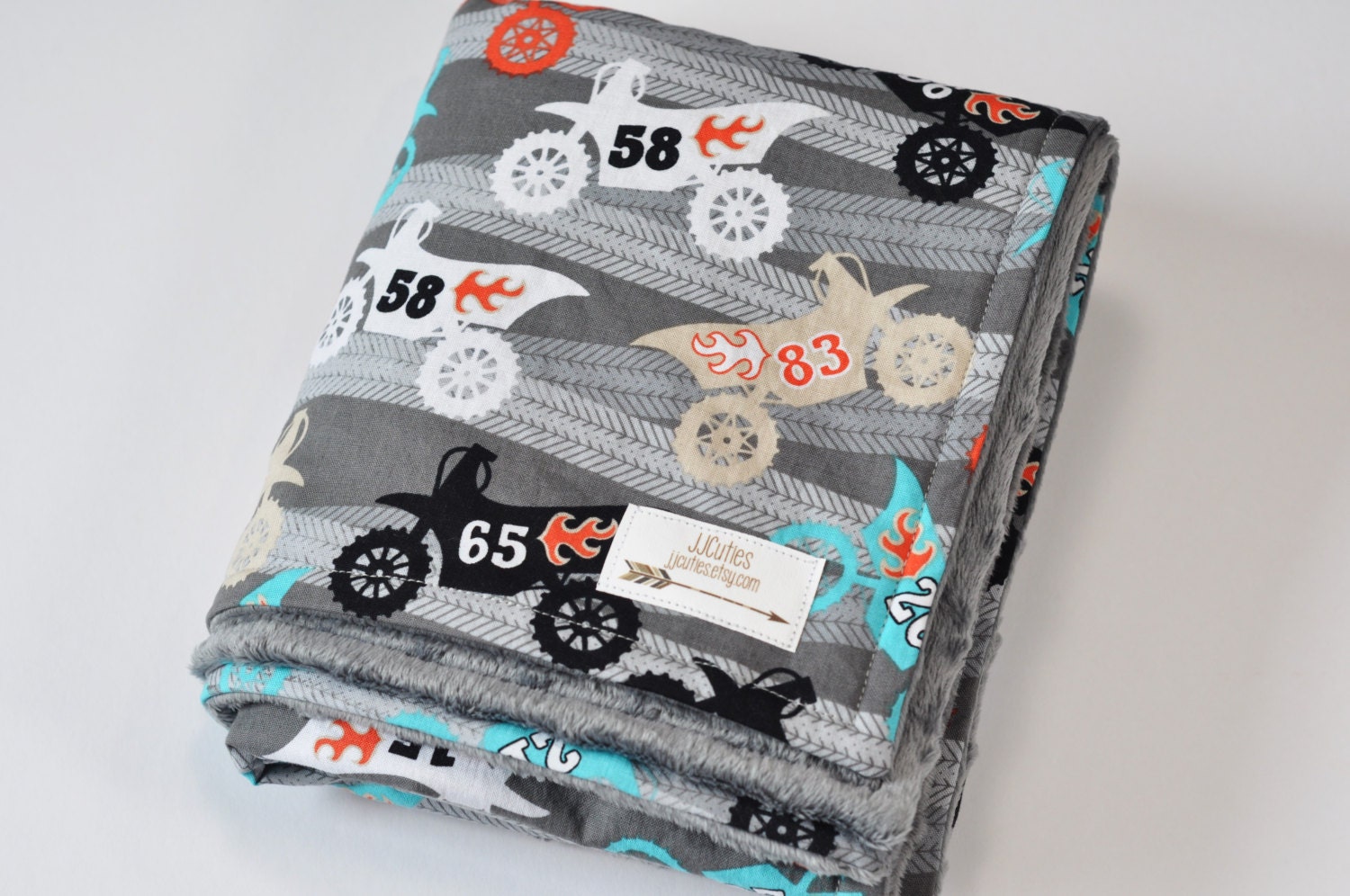 Motorbike Minky baby blanket Motorcycle Personalized by JJCuties