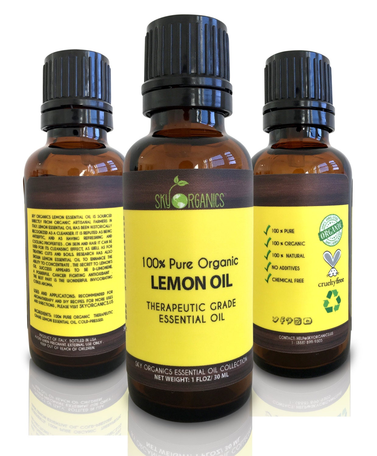 Organic Lemon Essential Oil By Sky Organics 100 Pure