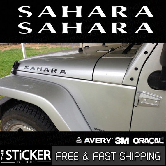 2x Jeep Sahara logo Decal sticker 580 x 45 mm hood fender