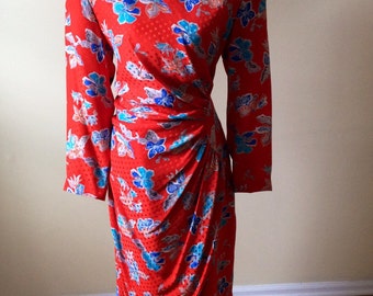 Julie Francis dress/ vintage 1980s dress/ silk dress