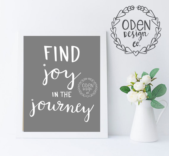 Travel Quote Find Joy in the Journey Gray 8x10