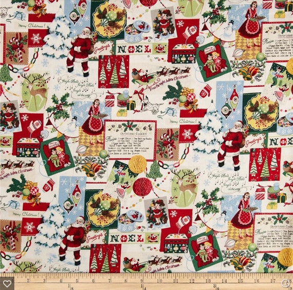Retro Christmas Montage Fabric Wilmington by CurlyGirlFabric