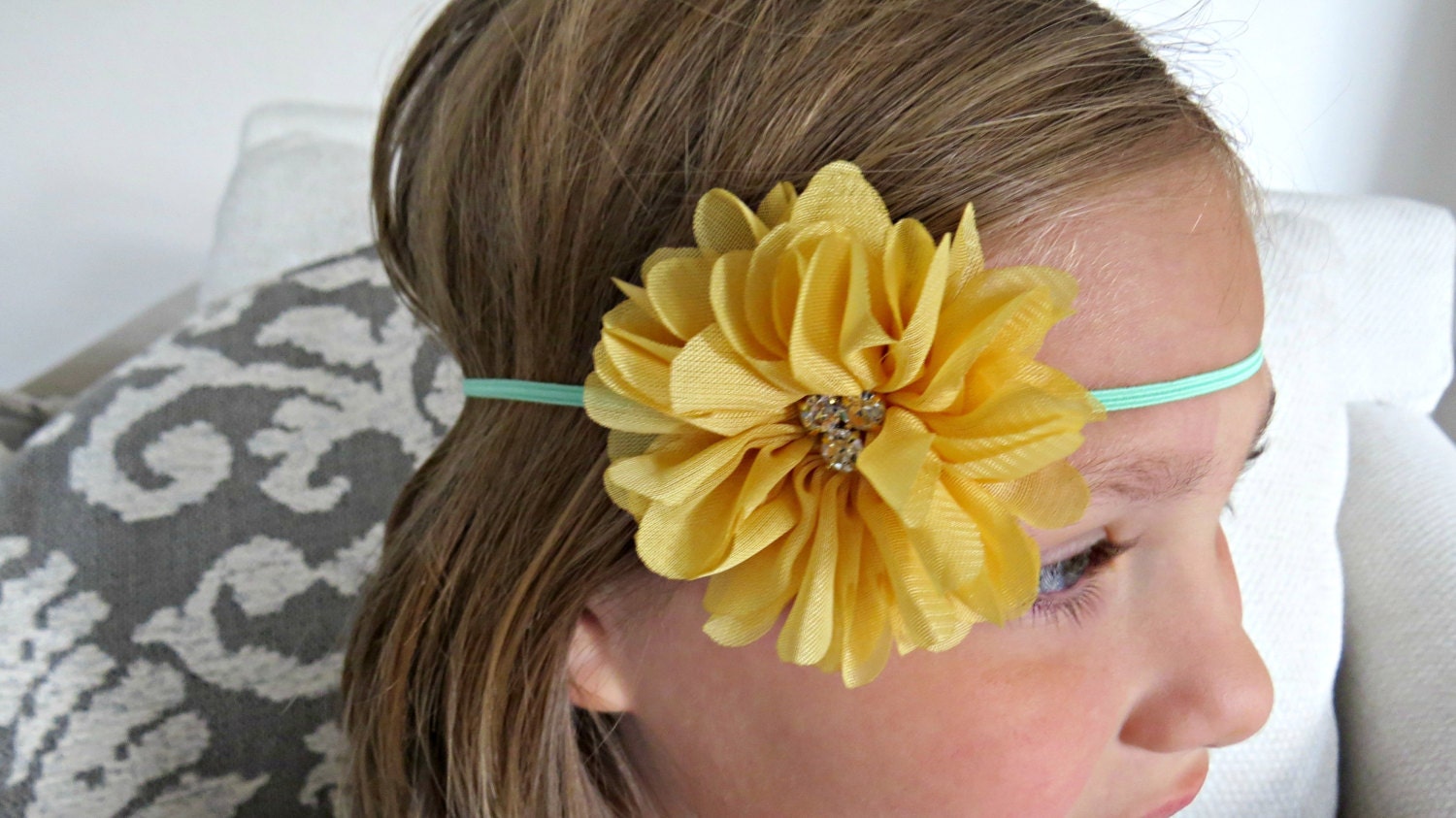 Spring Baby Headband Yellow Headband by PoppiesnLaceBowtique