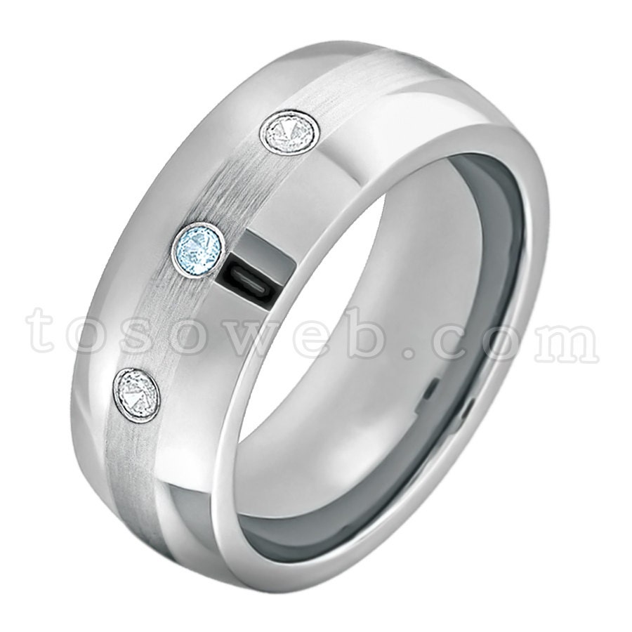 Men's Blue Topaz & Diamond Wedding Band November