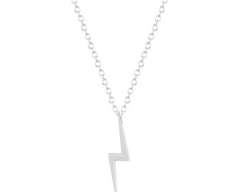 Lightening Bolt Charm Necklace in Silver