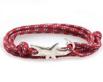 Unisex gift Shark bracelet, birthday gift, women bracelet, Men gift bracelet, Blue red green nylon bracelet, Summer bracelet, gift for men