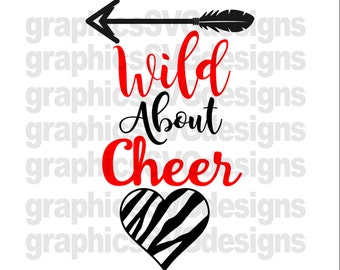 Wild About Cheer SVG File For Cricut and Cameo DXF for Silhouette Studio Cutting File Zebra Print svg, Girl svg, Cheer svg files