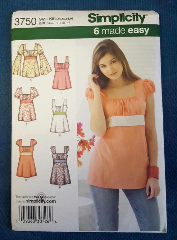 Simplicity 3750 Summer Tops & Tunic 6 Made Easy Sewing Pattern