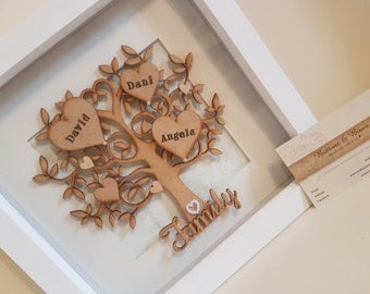 Handmade Personalised Family Tree Frame, Family Tree, Grandchildren Tree, Family Gift, Wedding Gift, Home Decor