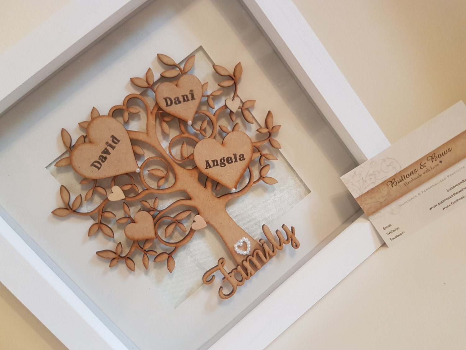 Handmade Personalised Family Tree Frame Father's day