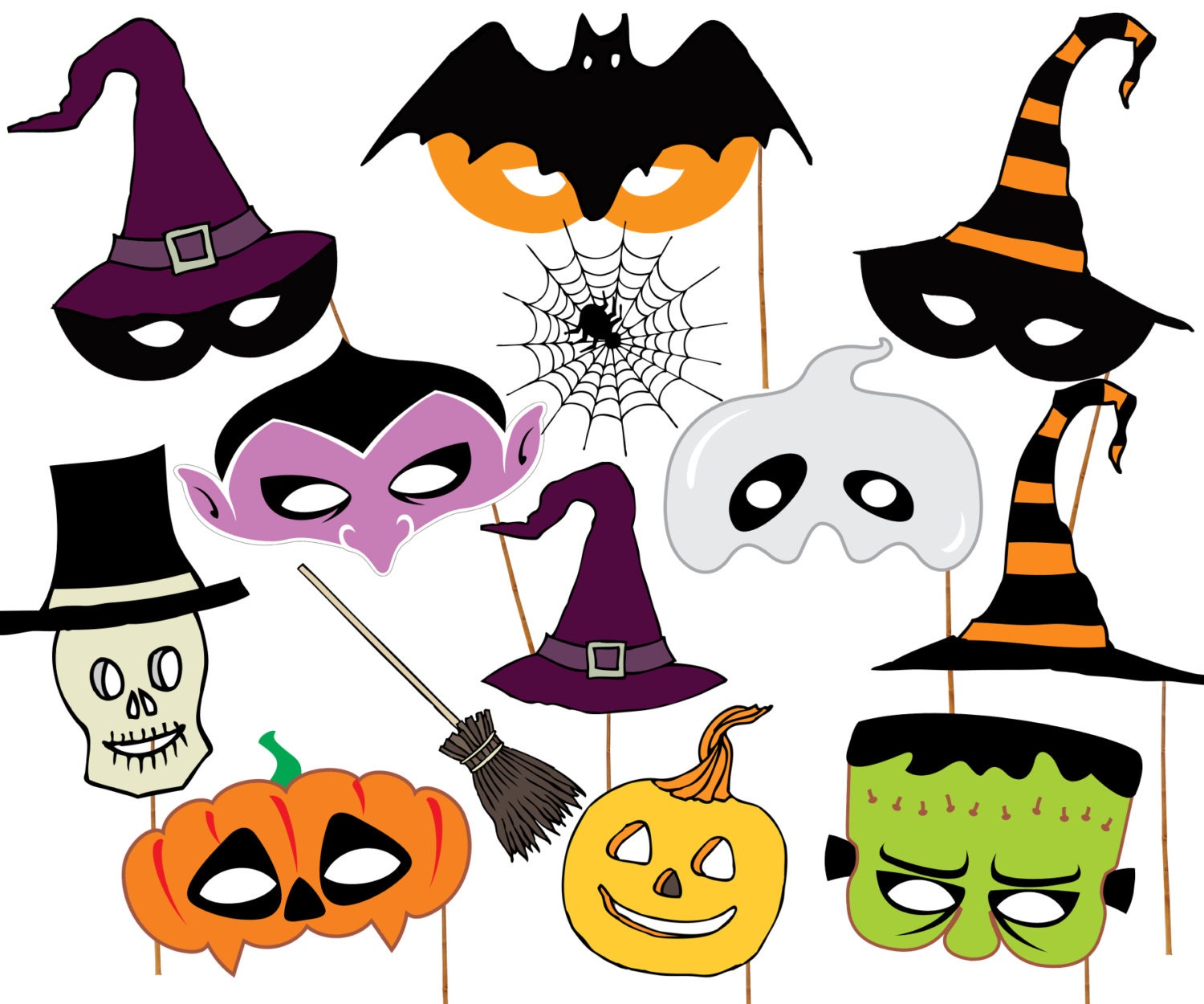 Halloween party Photo booth Props: HALLOWEEN by stickericashop