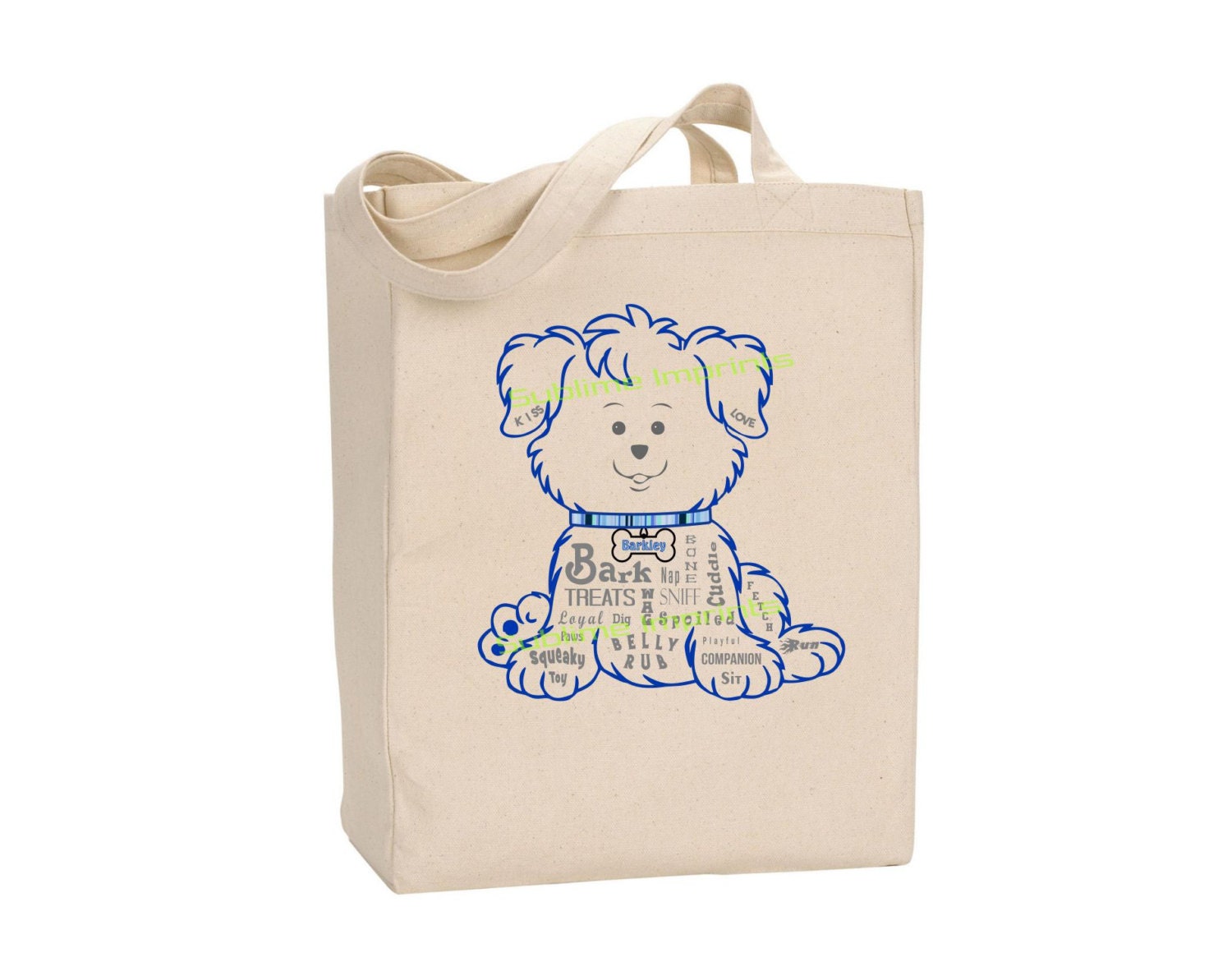 Fluffy Dog Tote Bag Personalized with Your Dog Name