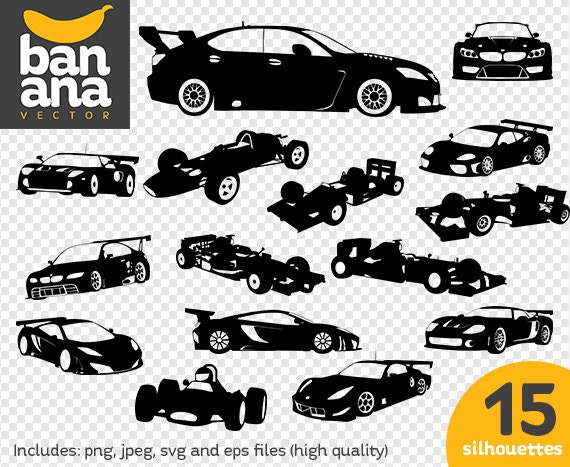 Download SALE Racing Cars Silhouettes png jpg svg eps files high