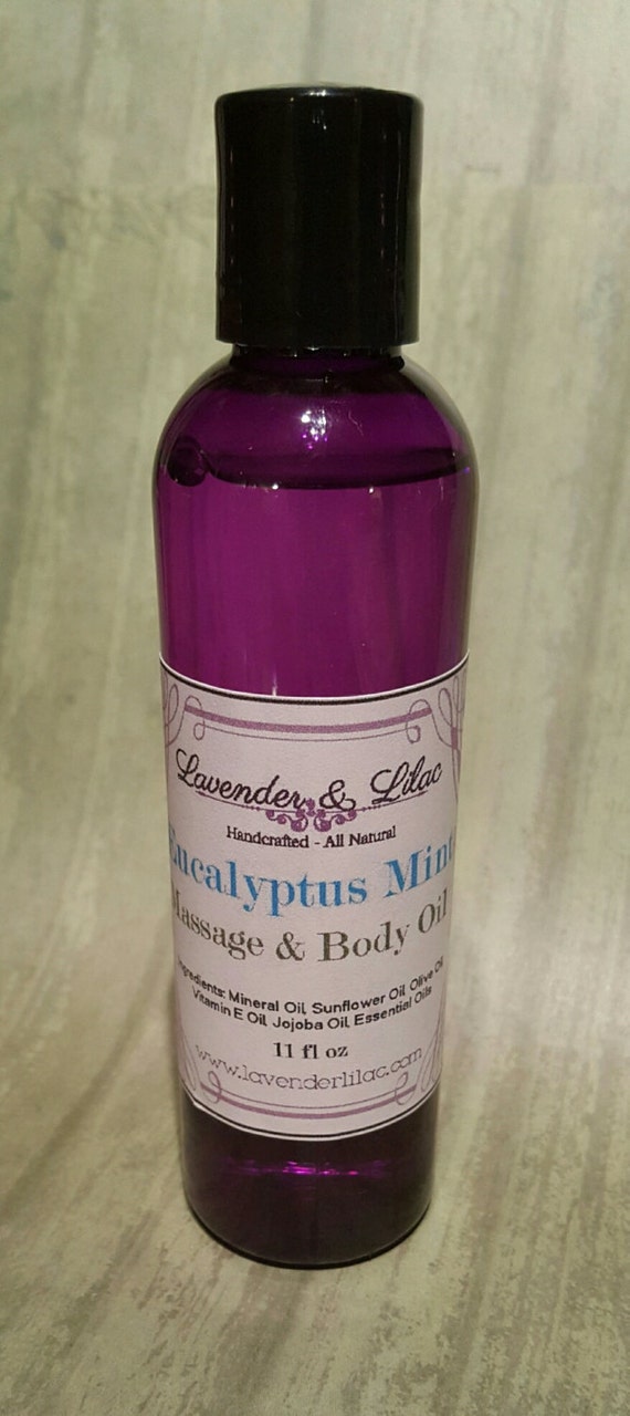 Eucalyptus Mint Massage & Body Oil 4 oz bottle by LavenderNLilac