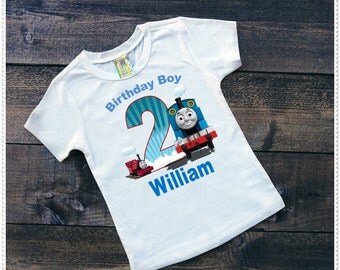 Thomas Train Birthday Tee Shirt or Bodysuit; Boys Birthday Shirt; Bodysuit and Tee's;FREE Personalization
