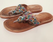 multicolored leather sandals