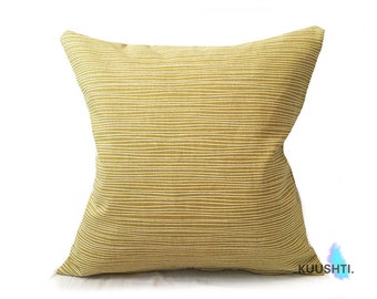LARGE Mustard Yellow Pillow- 24 inch- Yellow Pillow Cover- Yellow Stripe Pillow- Contemporary Pillow- Yellow & white- Designer- Scandinavian