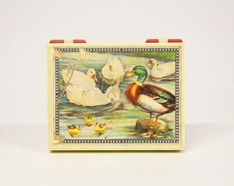Retro animals blocks box-cube puzzle-Vintage toys