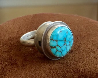 beautiful zuni sterling silver and robins egg blue marbled turquoise ring