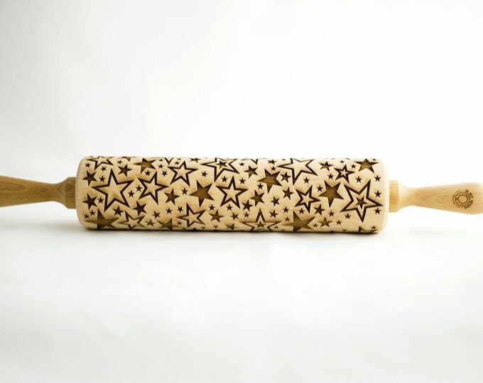 STARS rolling pin, embossing rolling pin, engraved rolling pin for a gift, gift ideas, gifts, unique, autumn, wedding