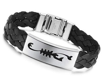 BRACELET NOIR HOMME large scorpion soie tressee