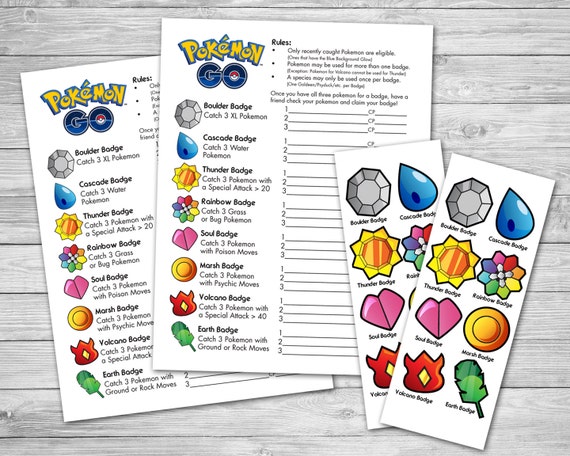 Pokemon Go Scavenger Hunt Badges Party Game