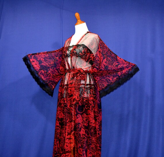 Sweetheart kimono red sheer cardigan valentine date robes