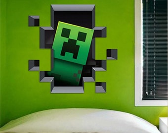 Unique minecraft wall decal related items | Etsy