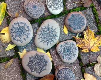 Unique mandala rock related items | Etsy