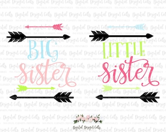 Big Sister Little Sister SVG, png Files for Cutting Machines, Sisters matching set, Tribal sisters, Big sister Little sister matching set