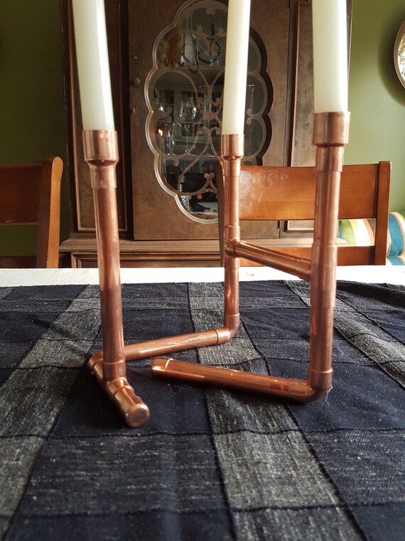 Items similar to Copper Pipe Candle Holder 3A on Etsy