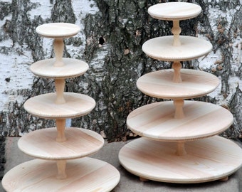 5 Five tiered wooden wedding cake stand, cupcake stand, cake pedestal, stand for cupcakes, wooden stand, stand for a wedding, handmade