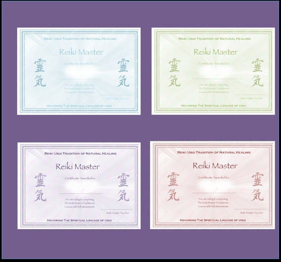 Download Complete Set Reiki Certificate Templates x4