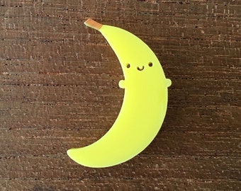 Happy Banana Acrylic Brooch - Kawaii Fruit